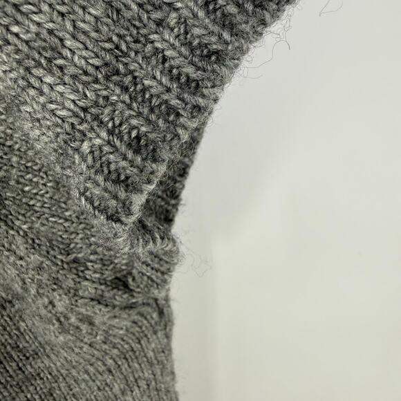 Express Gray Cowl Neck Cable Knit Long Sweater Tunic Womens L Merino Wool - Picture 5 of 8